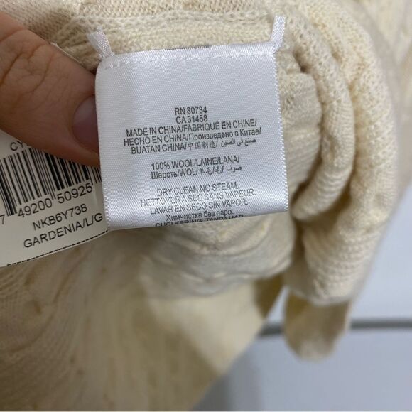 BCBGMaxAzria Ivory Wool Sweater Dress Size Large NWT Embroidered Short Sleeve - Picture 10 of 11